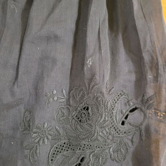 Robert Rodriguez Women's Embroidered black flare midi Skirt silk and Cotton sz 4 - Picture 6 of 8